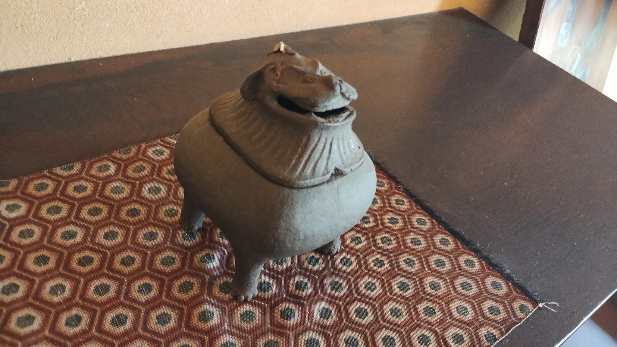 A small decorative object displayed inside the former wakihonjin
